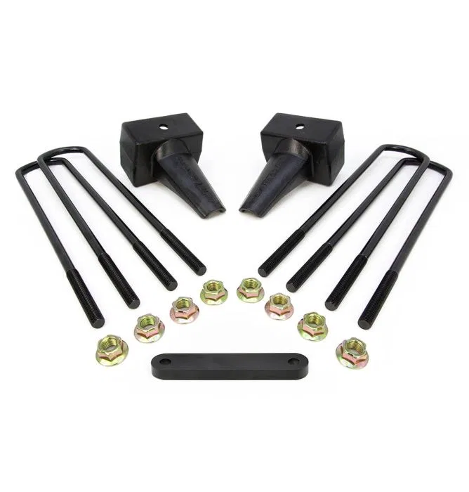 66-2294 – READYLIFT Leaf Spring Block Kit, 4 Inch Tall Block Cast Iron With 2 Blocks/ Carrier Bearing Spacer/ 4 U Bol...